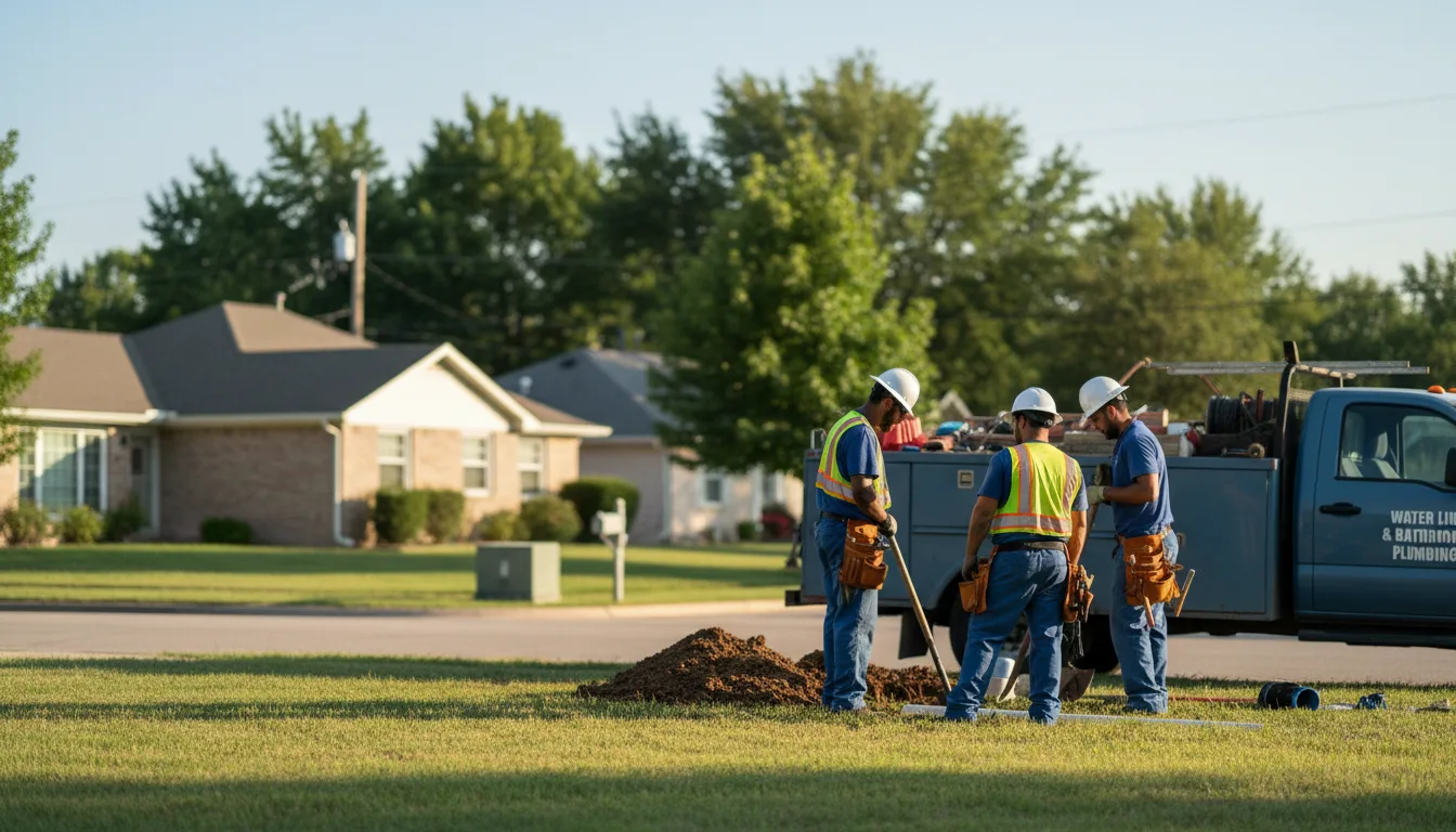 Residential water line and bathroom plumbing service in Thackerville, OK
